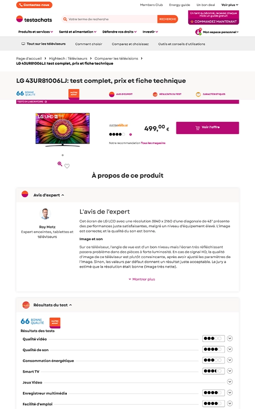 Site web https://www.test-achats.be/hightech/gsm/comparateur - euroconsummers Développement web - Frontend - Fullstack