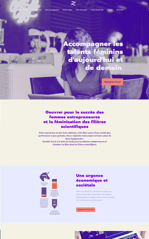 Site web l-impact.fr - L-impact - Association qui œuvre pour le succès des femmes entrepreneures et la féminisation des filières scientifiques